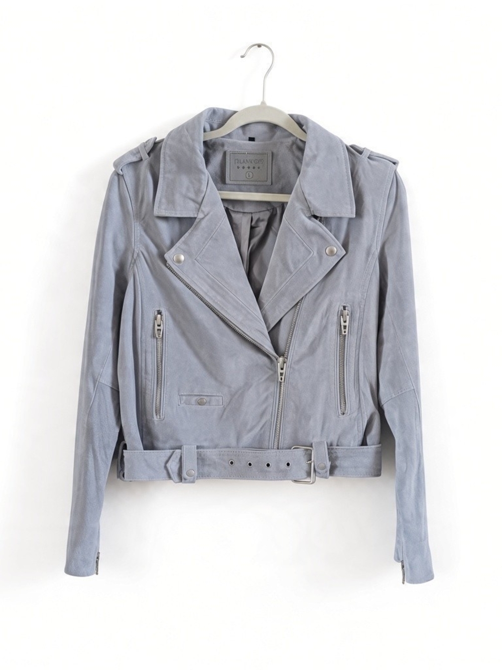 BLANKNYC asymmetrical biker jacket 100% genuine suede Gray Large